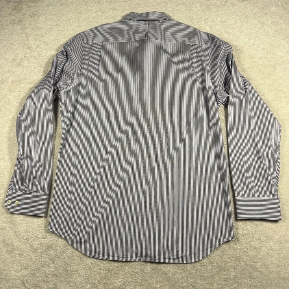 Banana Republic Mens Slim Fit Striped Button Down Dress Shirt Navy‎ White Large